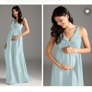 Azazie Maternity Yetta Mist Blue Formal Dress